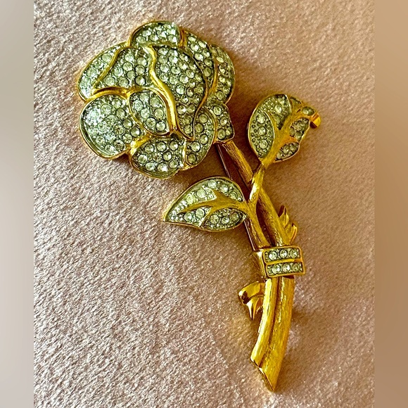 Nolan Miller Glamor Collection Crystal Flower Brooch Vintage 90s - Picture 2 of 4